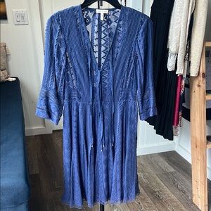 Rebecca Taylor Elegant Blue Lace Dress